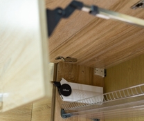 Кухня ПВХ фиолетового цвета угловой формы