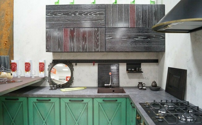 Кухни 6 кв. метров в зеленом цвете