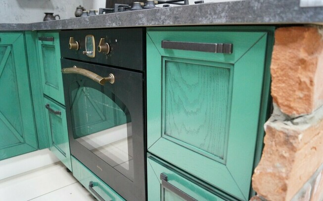 Кухни 6 кв. метров в зеленом цвете