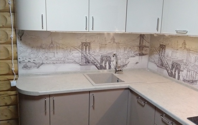 Кухня 5 кв. метров бежевого цвета угловая