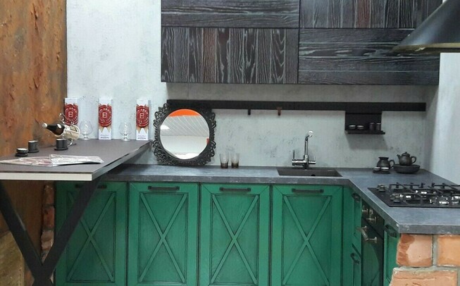 Кухни 6 кв. метров в зеленом цвете