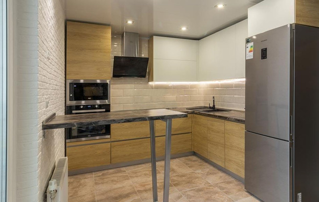 Кухни 6 кв. метров с барной стойкой 