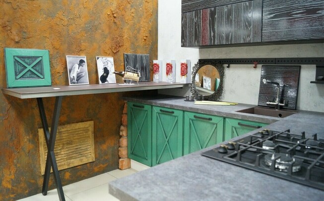 Кухни 6 кв. метров в зеленом цвете