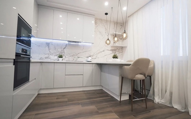 Кухня 8 кв. метров глянцевая