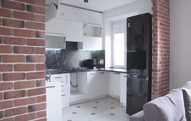 Кухня 10 кв. метров в белом цвете